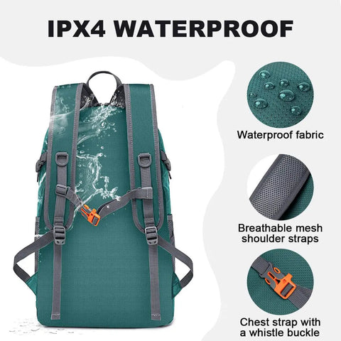 Ultra Lightweight Packable Backpack For Travel, Camping And Hiking, Waterproof Foldable Daypack, green with mesh straps