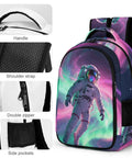 Galactic Swirl Spaceman Printed Dope Unisex Backpack with sturdy zipper and breathable shoulder straps.
