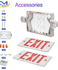 LED Exit Sign With Emergency Lights And Battery Backup, Red Exit Letters, Two Adjustable Heads, UL Certified, accessories included