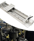 Heavy Duty Manual Sliding Table Crafted From Aviation Aluminum 6061 With 400 Mm Stroke SFU1605 Ball Screw on precision machinery.