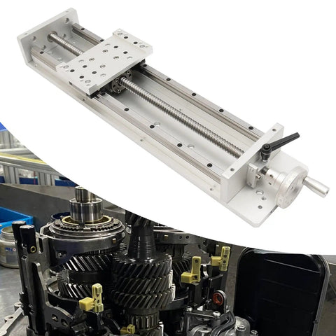 Heavy Duty Manual Sliding Table Crafted From Aviation Aluminum 6061 With 400 Mm Stroke SFU1605 Ball Screw on precision machinery.