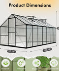 Walk In Outdoor Greenhouse Kit 8 By 14 Feet Large Weatherproof Greenhouse with dimensions and features like dustproof and waterproof