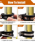 Step-by-step installation of a 304 stainless steel clamp from the 80 Piece Cable Clamp Kit With 7 Sizes In 304 Stainless Steel Metal Clamps Rubber Insulated Cushioned Hose And Pipe Clamps For 1 Quarter Inch To 1 Inch Cables Perfect For DIY Auto And Home Wiring Cable Management