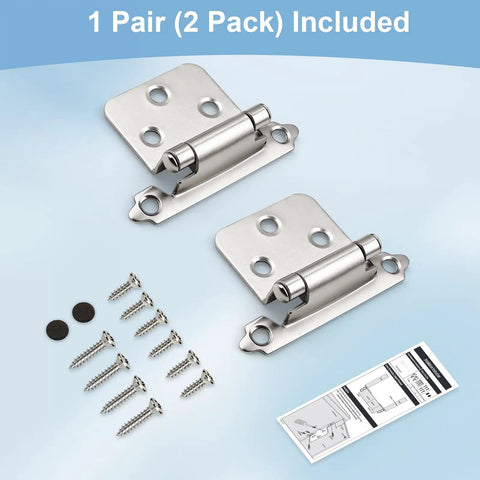 Soft Close 1/2 Overlay Brushed Nickel Kitchen Cabinet Door Hinges For Face Frame Cabinets with mounting screws and instructions