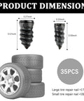 35 Piece Tire Plug Kit With Screwdriver For Fast Flat Tire Repair Self Service Puncture Nails Kit For Car Motorcycle Truck Durable On Road Rescue Ready Now product dimensions and components
