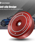 Red aluminum jack pad with anti-slip grooves, designed for Corvette C5 C6 C7 Z06 ZR1 C8, built tough for stable support.