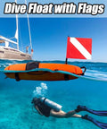 Inflation Torpedo Buoy For Spearfishing And Open Water Safety, Dope Surface Marker Float With 82ft Rope in ocean with diver