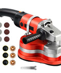 Concrete Grinder Set, Heavy-Duty Electric Angle Grinder for Floor Sanding with various attachment discs and quick release spindle.