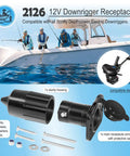 Close-up view of 12V Downrigger Receptacle With Waterproof Cap For Scotty Depthpower Electric Downriggers Replacement Socket 2126