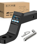 Heavy Duty Trailer Hitch Ball Mount With Five Eighth Inch Pin Clip For Two Inch Receiver, 7500 Lb Gross Weight, 750 Lb Tongue