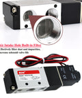 Solenoid Valve 4V210-08 12V 24V 110V Series with aluminum body showing air intake hole filter for industrial use
