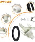 Blutoget RV toilet valve kit with flush ball seal; white plastic valve body and black O-ring