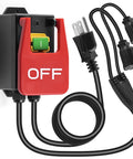 110V Single Phase Safety Switch with Dual Outlets and Synchronized Start Stop, Large Emergency Paddle for Table Saws and Workshop Tools
