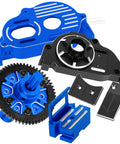 RC Gearbox Slipper Clutch Upgrade Kit With 54T Spur Gear And Transmission Cover For One Tenth Kraton Outcast Four S V2 One Tenth Senton Vortechs 223S V4 And One Eighth Typhon 223S V4 Includes 54T Gear With 20T And 21T Pinions Navy Blue parts display