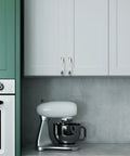10 Pack 5 Inch Cabinet Handles Brushed Satin Nickel Center To Center 128mm Pulls For Cabinets installed on white kitchen cabinets