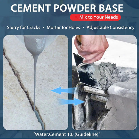 DIY Concrete Crack Filler And Sealant Powder For Quick Repair Of Cracks In Walls Floors And Driveways; mixing process example