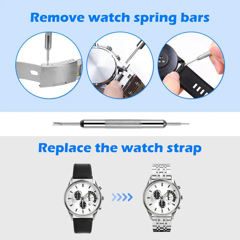 Watch Battery Replacement Kit With Back Opener And Spring Bar Tool, Rotate Open Case, Strap Removal, Case Opener