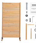 Wooden Privacy Screen For Outdoors 36 Inch Wide 73 Inch Tall Freestanding Panel With Stand and assembly tools visible