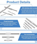 M3x40mm double-ended threaded studs, 10 pcs, 304 stainless steel, left and right-hand threads for furniture hardware