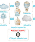 Adventure Awaits Hot Air Balloon Cupcake Toppers 36 Piece Set Blue Clouds Party Picks with adhesive dots for baby shower.