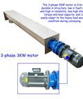 Rock Solid 304 Stainless Steel U Trough Auger Screw Conveyor featuring a 9 Inch Helical Blade and 3-phase 3KW motor.