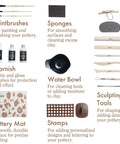 Complete tool set from Air Dry Clay Kit For Adults With Complete Tool Set For Home Pottery Craft, Easy For Beginners To Pros.
