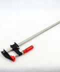 Clutch Style Bar Clamps 24 Inch 600 Pound Capacity Ergonomic Handle Non Marring Pads Durable Cast Iron Jaws Serrated Rail