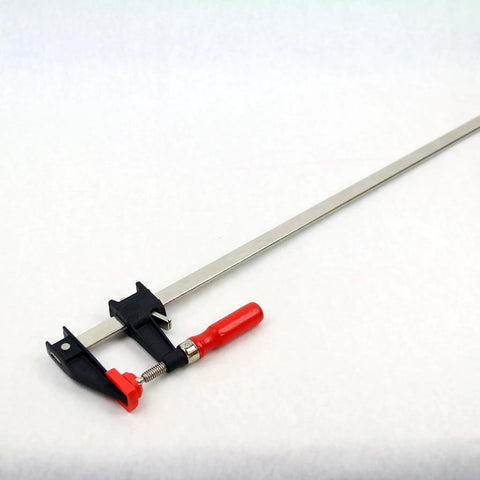 Clutch Style Bar Clamps 24 Inch 600 Pound Capacity Ergonomic Handle Non Marring Pads Durable Cast Iron Jaws Serrated Rail