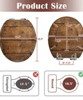Round Overhead view brown wooden table Toilet Seat dimensions with size measurements and fittings clearly shown.