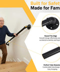 Heavy Duty Four Foot Iron Stair Handrail In Matte Black Finish Rust Resistant Body For Indoor Or Outdoor Staircases With Dead Simple Hardware Setup For Quick Weekend Fixes, secure grip design.