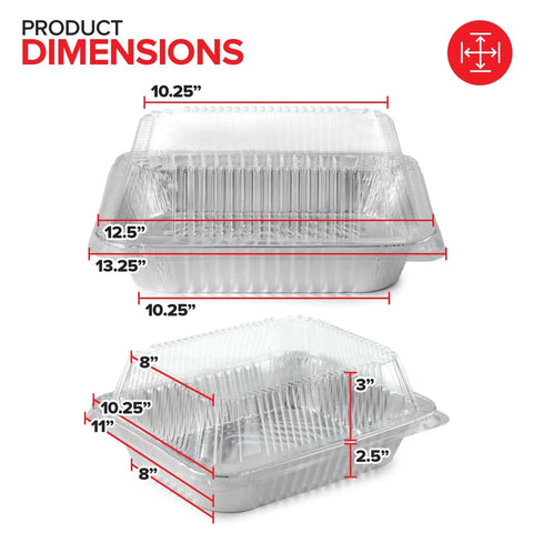 Dimensions of Heavy Duty 9x13 Aluminum Baking Pan With Lids 10 Pack Built Tough Durable Rectangular Tray For Lasagna And More