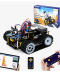 All Terrain Robot Tank Kit For Kids Ages 8 To 12 Arduino Scratch And Python Compatible STEM Toy With Rugged Tracks Remote App Control Learn Coding Hands On Cool Birthday Gift For Boys Girls And Adults, tank robot with app and Scratch control