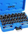 33 Piece Bolt Extractor Kit Set with 1/4 and 3/8 Drive Bits in Blue Storage Case, Heavy Duty Chrome Molybdenum Steel Nut and Bolt Remover