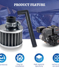 12mm Air Filter Upgrade For 212cc 196cc Engines And Honda GX160 GX200 168F Power Units, showcased with intake pipe