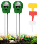 4 In 1 Soil Moisture Meter For Plants Moisture Light pH And Nutrient Tester Soil Test Kit displayed with plant markers