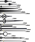 Black Clock Hands Replacement Kit With 14 Styles Aluminum Non Ticking Hands For DIY Clock Repair, 14 size options shown