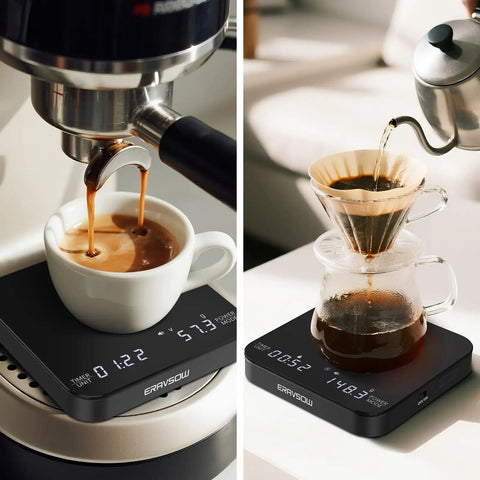 Ultra Precise Coffee Scale With Auto Timing And Rechargeable Battery, Mini Espresso Scale With Timer in espresso and pour-over use