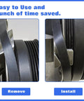 Close-up of Stretch Belt Tool Kit for Cars Trucks and Other Vehicles Two Piece Belt Remover and Installer showing removal and installation