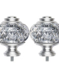 Top Notch Silver Curtain Rod Finials Replacement Ends For Drapery Rods That Fit One And Seven Eighths Inch Durable Metal Construction With A Sleek Translucent Finish To Elevate Your Window Decor And Give Your Space A Modern Casual Vibe. Two silver curtain rod finials with translucent glass inserts