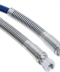 Close-up of One Quarter Inch Airless Hose 50 Foot For Magnum Or Graco Sprayers Heavy Duty High Pressure Up To 3000 PSI Zinc Coated Spring Guard