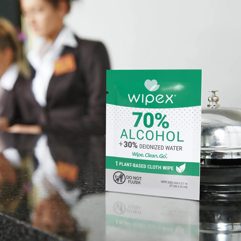 70 Percent Isopropyl Alcohol Wipes Individually Wrapped Sachets For Electronics And Tech Gear Dispensing Box 100 Count Pack Quick Drying IPA Wipes For Screens And Surfaces displayed on counter.