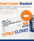 Medical Nitrile Exam Gloves Latex Free Powder Free Food Safe For Cooking And Food Prep Disposable Blue 3 Point 5 Mil Thickness Extra Thick