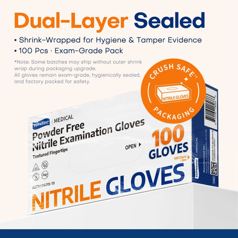 Medical Nitrile Exam Gloves Latex Free Powder Free Food Safe For Cooking And Food Prep Disposable Blue 3 Point 5 Mil Thickness Extra Thick