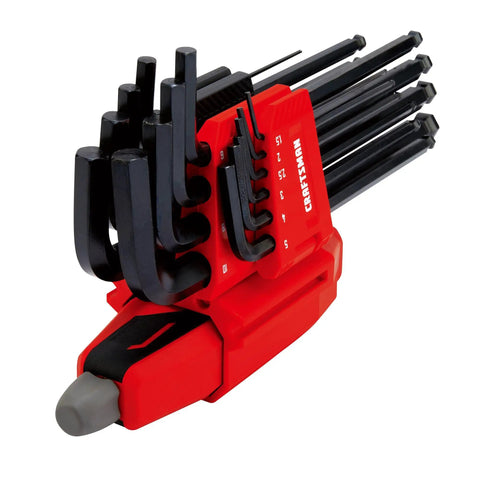 Universal L To T Allen Wrench Set With Quick Convert T Handle Adapter for SAE and metric hex keys, 20-piece steel black oxide finish.