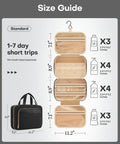 Size guide for On The Go Hanging Travel Toiletry Bag For Women And Men Black Medium With 4 Zippered Internal Compartments