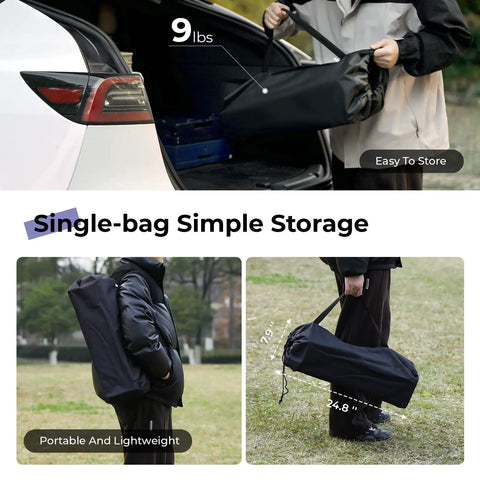 Go To Ultralight Folding Camping Table With Aluminum Construction Roll Up Design Adjustable Height Includes Carry Bag For Camping Picnic Backyard BBQ Patio Indoor Outdoor Black in single-bag storage mode
