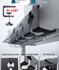 No Drill Under Desk Cable Tray Clamp On Metal Wire Organizer For Office And Home 16.9 x 5.9 x 4.7 inch shown with desk dimensions