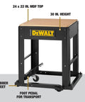 Heavy Duty Planer Stand With Smooth Rolling Mobile Base And Sturdy MDF Table Extra Lower Shelf Tradesman Approved Shop Upgrade Works Like A Champ Every Day, 24 x 22 in. MDF top, 30 in. height, rubber feet.