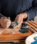 Mini Table Vise With Suction Base for Jewelry Carving and Micro Engraving on wooden workbench