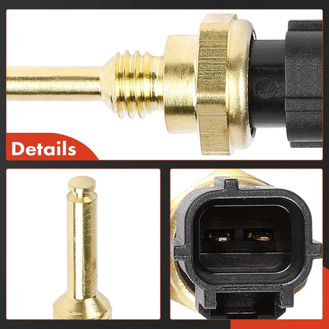 A-Premium engine coolant temperature sensor with brass body and black 2-pin connector